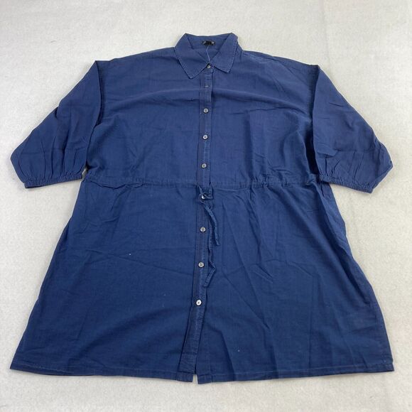 J.Crew Shirt Dress Women's Small Blue Cinched Waist Cotton Voile Breezy Cover Up - Picture 1 of 13